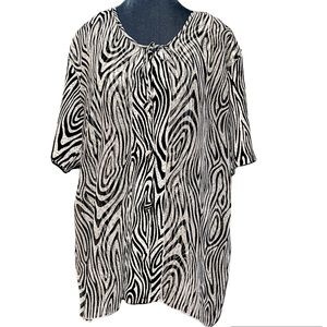 Vintage Lavayet hypnotic print unique sheer fabric over shirt tied at neckline